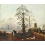 Royce Harmer (British 20th century): Leading a Horse down a Country Lane to a Church