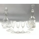 Waterford Lismore decanter and four sherry glasses