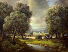 A J Heyden (British 19th century): Cattle Grazing in a River Landscape