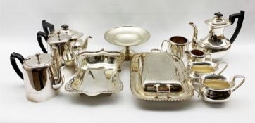 Collection of early 20th century and later silver-plated wares including an entr�e dish two tea sets