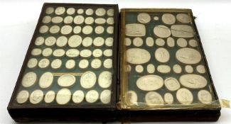 Collection of eighty six Grand Tour plaster intaglio seals of various shapes depicting classical fig