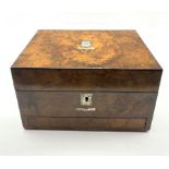 Victorian burr walnut & ebony mother of pearl inlaid vanity box