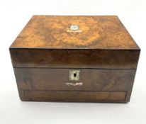 Victorian burr walnut & ebony mother of pearl inlaid vanity box