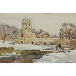 Angus Rands (British 1922-1985): Fountains Abbey under Snow