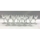 Set of thirteen Waterford Innisfail pattern small wine or sherry glasses H15cm