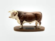 Beswick model of a Hereford bull on wooden plinth from the Connoisseur series