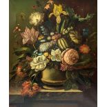 Dutch School (20th century): Still Life of Flowers on a Ledge