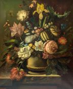 Dutch School (20th century): Still Life of Flowers on a Ledge