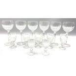 Set of six Waterford Colleen pattern wine glasses and seven matching sherry glasses