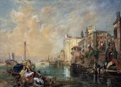 Follower of James Holland (British 1799-1870): Venetian Grand Canal with Figures