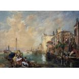 Follower of James Holland (British 1799-1870): Venetian Grand Canal with Figures