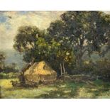 N Treliving (British 19th century): Impressionist Haytime Landscape