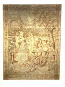 19th century tapestry panel with classical figures in a romantic landscape 197cm x 157cm