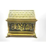 19th century twin-handled brass casket by Adolph Frankau & Co.