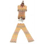 Missoni woven zigzag pattern two piece of buttoned short sleeved shirt and trousers