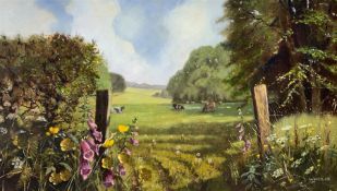 Linda Wallis (British Contemporary): 'Green Pastures'