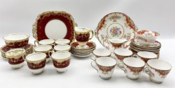 Shelley Sheraton pattern tea set comprising six cups and saucers