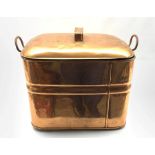 19th century twin-handled copper and tin lined cooking pan and cover or canister