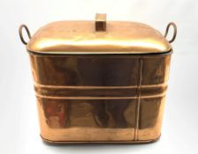 19th century twin-handled copper and tin lined cooking pan and cover or canister