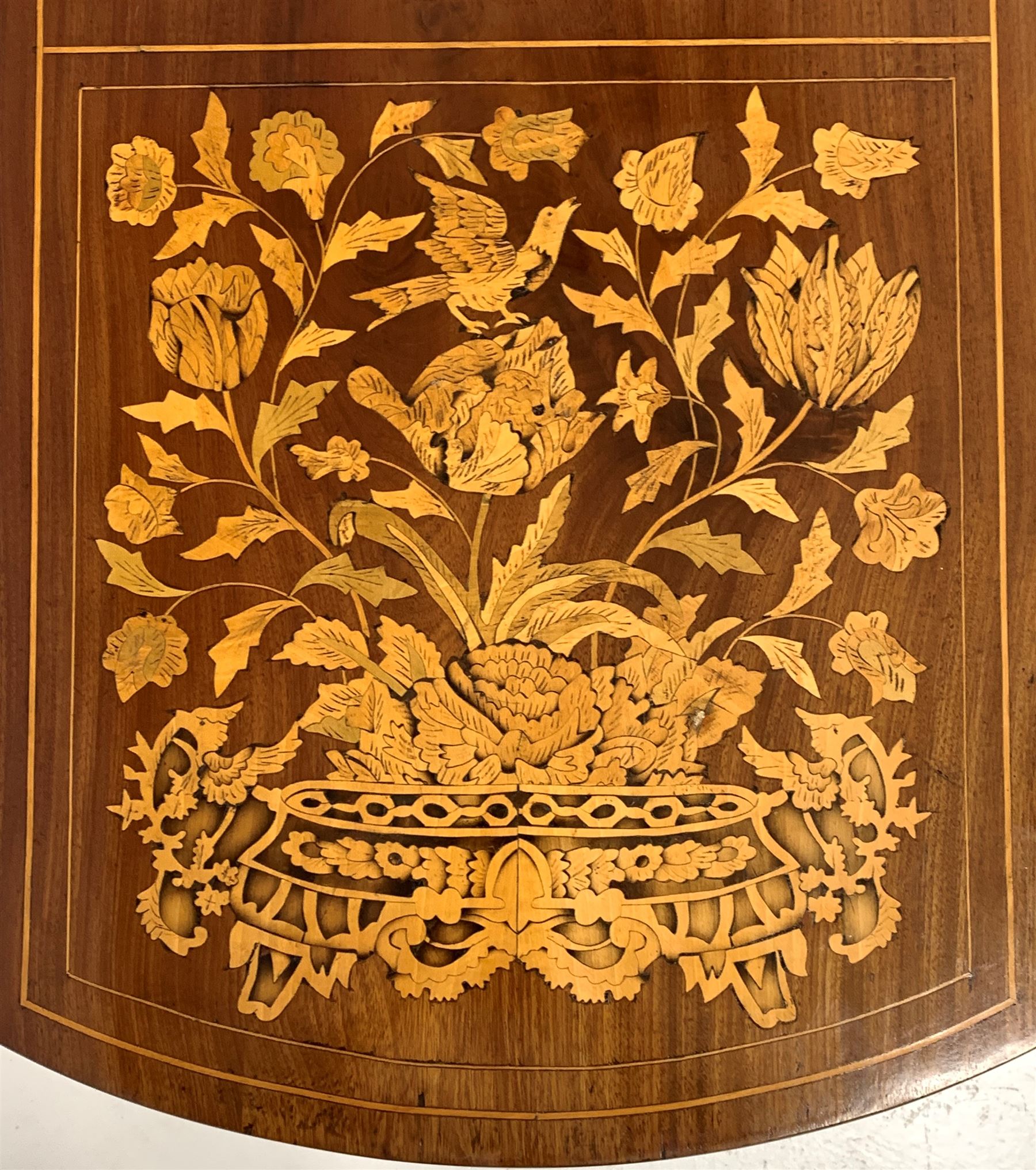 Dutch marquetry Pembroke table inlaid with stylised flowers - Image 4 of 7