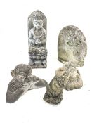 Five reconstituted stone garden ornaments