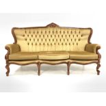 French style beech framed three seat sofa