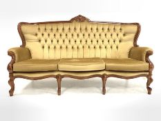 French style beech framed three seat sofa