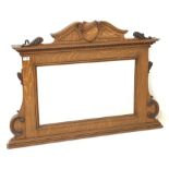 Edwardian oak overmantle mirror