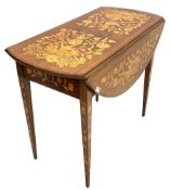 Dutch marquetry Pembroke table inlaid with stylised flowers