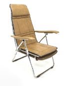 Vintage chrome and faux leather reclining and folding chair