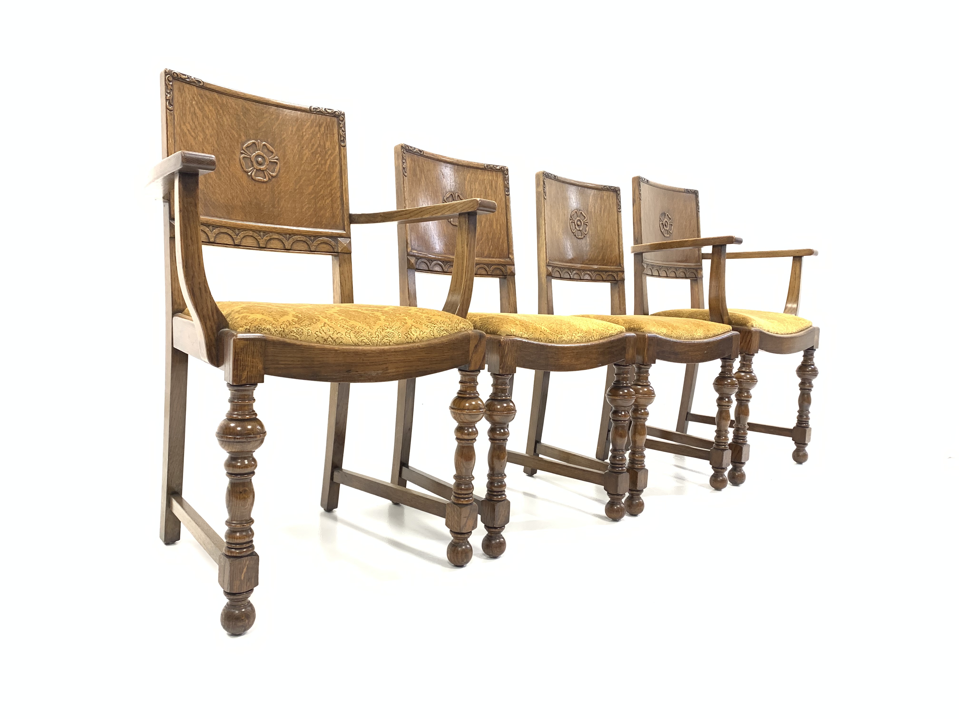 Set eight (6+2) oak dining chairs - Image 6 of 9