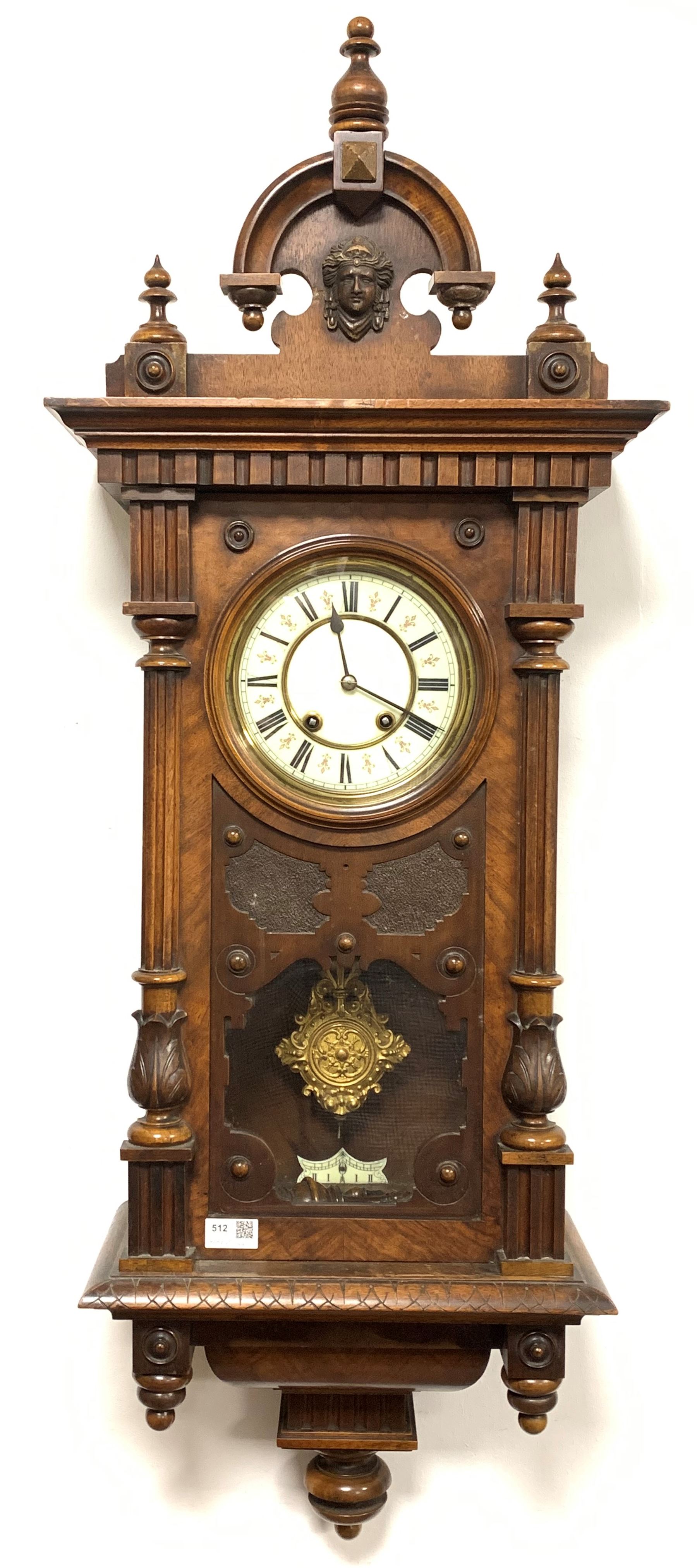 Quality Victorian walnut cased Vienna style regulator wall clock