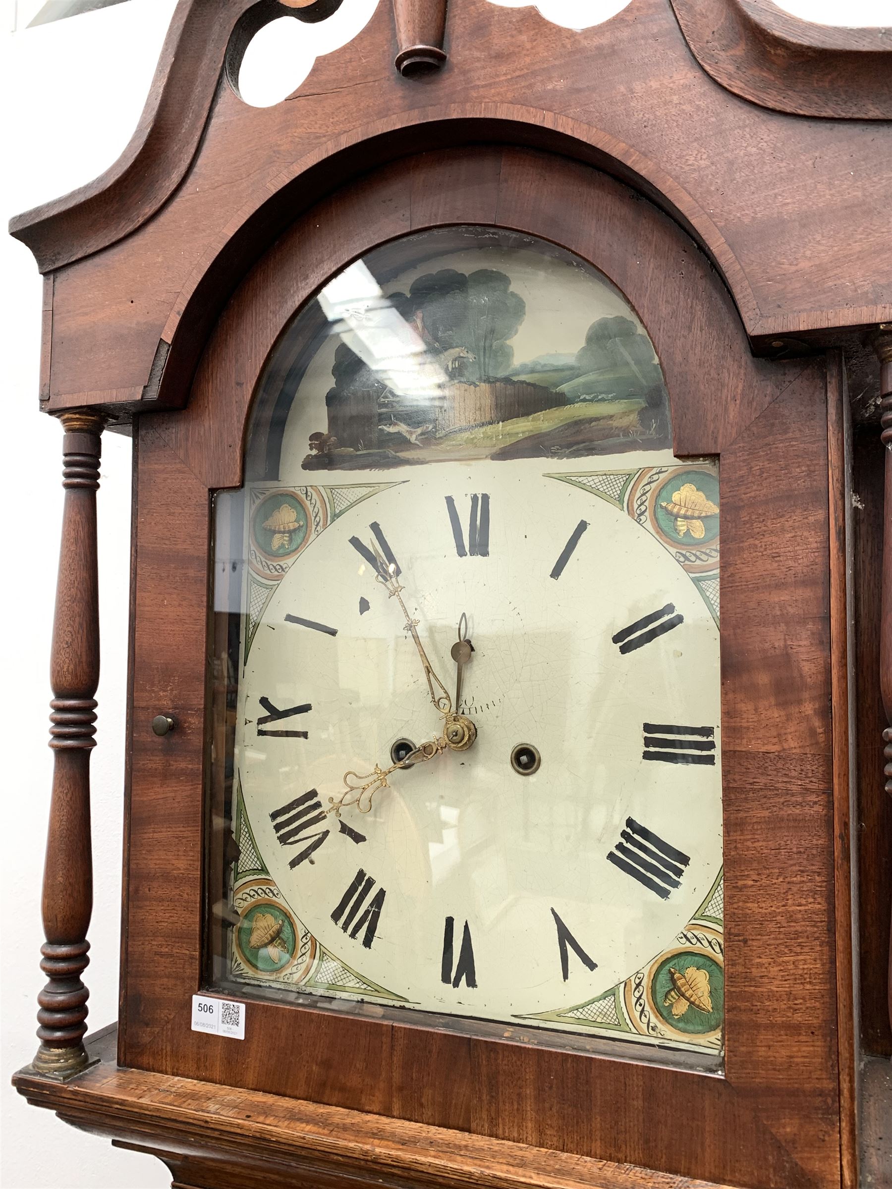 Late Georgian oak and mahogany longcase clock - Image 4 of 9