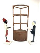 Mid 20th century bamboo bow front corner etagere