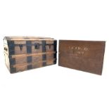 Early 20th century leather covered dome top steamer trunk