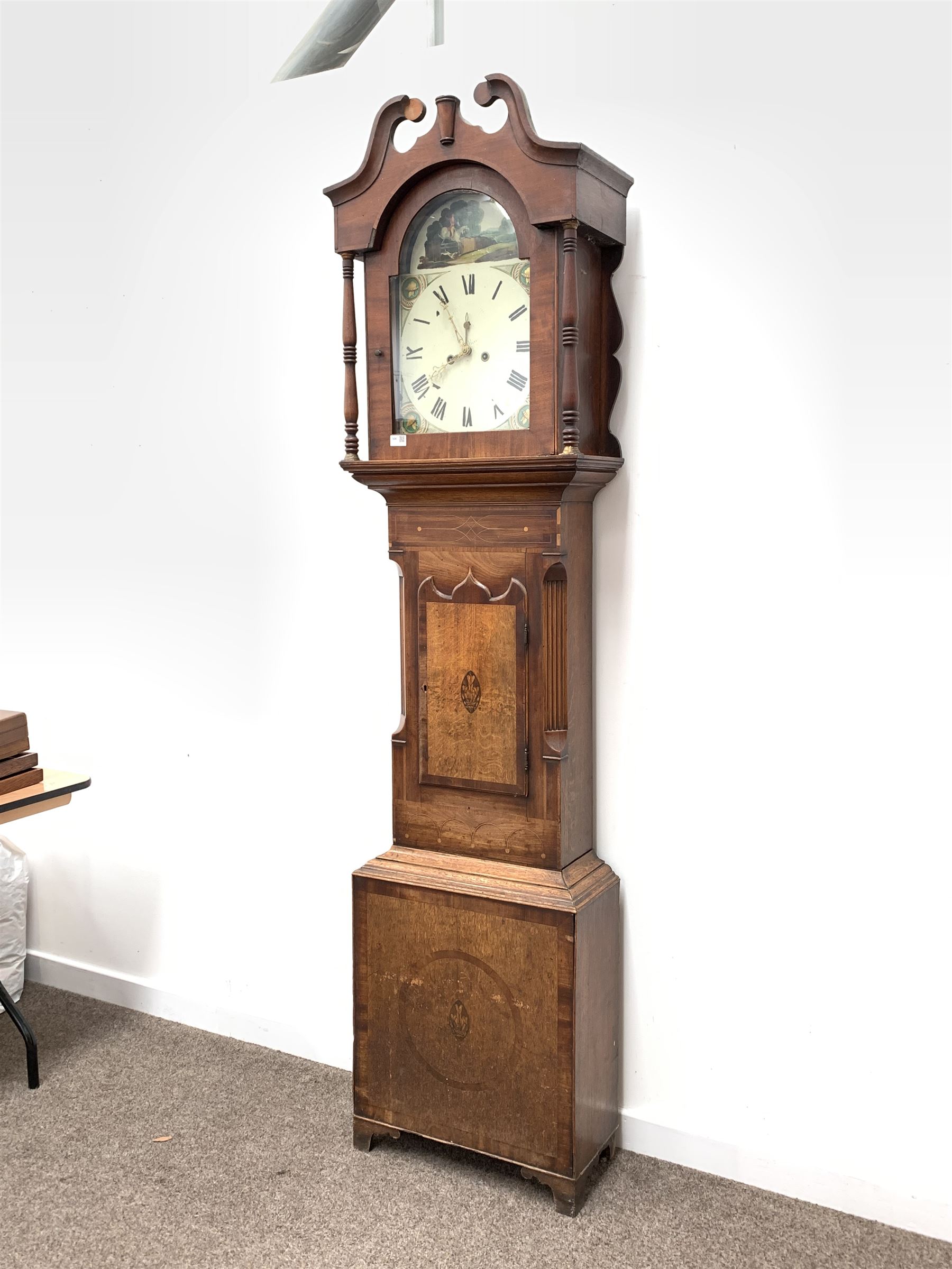 Late Georgian oak and mahogany longcase clock - Image 2 of 9