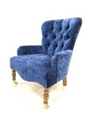 Quality Victorian style upholstered button back armchair