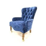 Quality Victorian style upholstered button back armchair