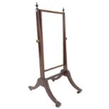 Early 19th century mahogany cheval dressing mirror