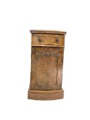 Victorian figured walnut bow front pedestal bedside cupboard