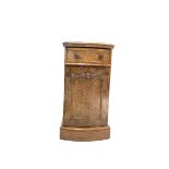 Victorian figured walnut bow front pedestal bedside cupboard