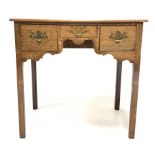 George III oak side table with three drawers