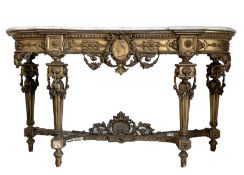 19th century French ornate gilt wood and gesso console table