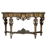 19th century French ornate gilt wood and gesso console table