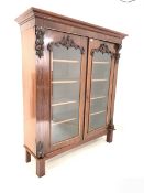 Late Victorian mahogany display cabinet bookcase