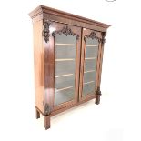 Late Victorian mahogany display cabinet bookcase