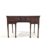 Edwardian inlaid mahogany kneehole side table