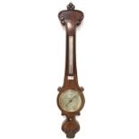 20th century mahogany stick barometer and thermometer