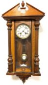 Late Victorian walnut cased Vienna style regulator wall clock