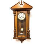 Late Victorian walnut cased Vienna style regulator wall clock